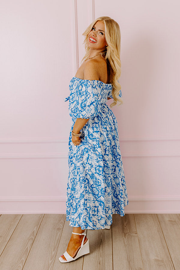 Premium Ocean Breeze Smocked Maxi Dress for Curves