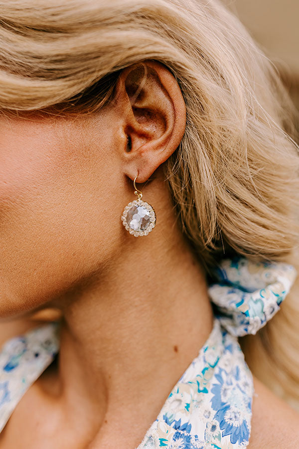 Premium Sky Blue Rhinestone Dangle Earrings