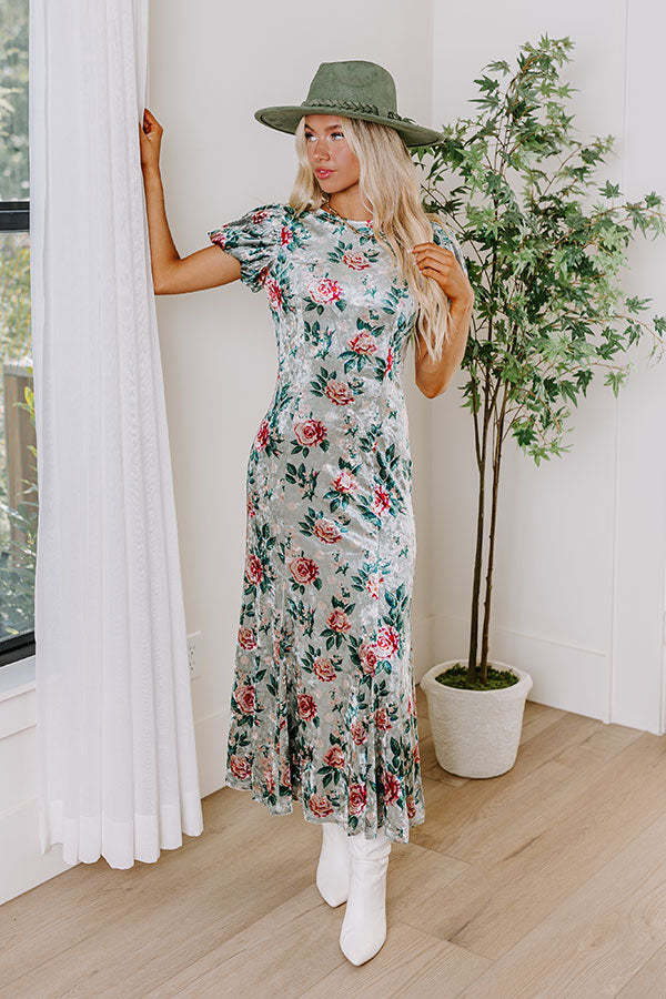 Premium Velvet Floral Maxi Dress - Ultimate Romantic Style