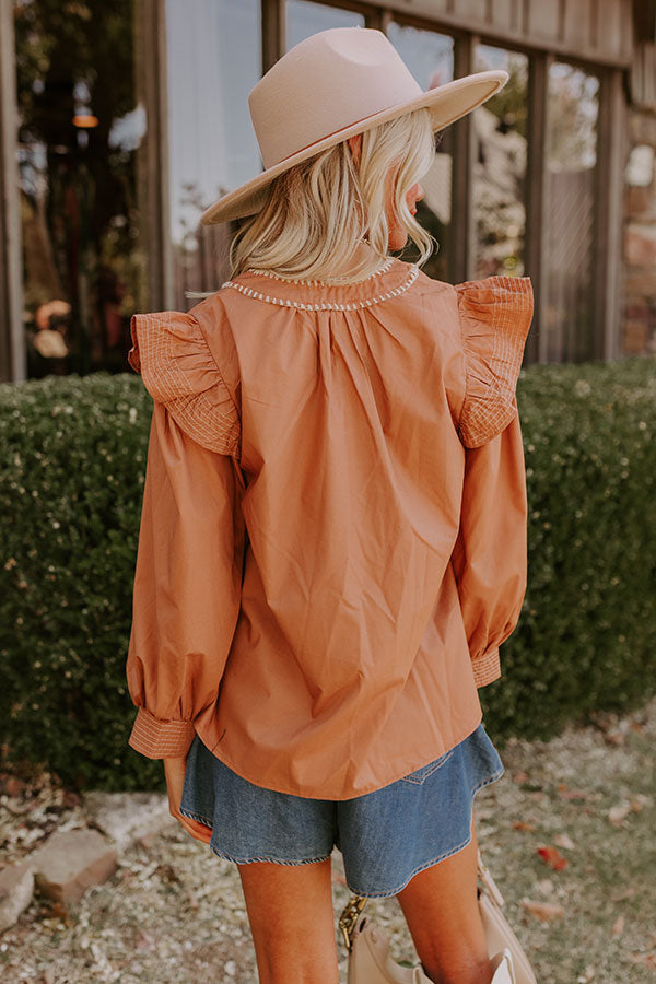 Ultimate Chic Moment Ruffle Top in Camel – Effortless Elegance