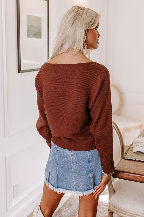 Premium Chestnut Cinnamon Chai Ribbed Sweater Top