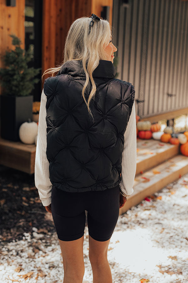 Premium Mountain Top Morning Puffer Vest - Black