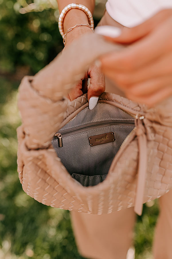 Premium Downtown Diva Faux Leather Woven Handbag in Warm Taupe - Ultimate Style Upgrade