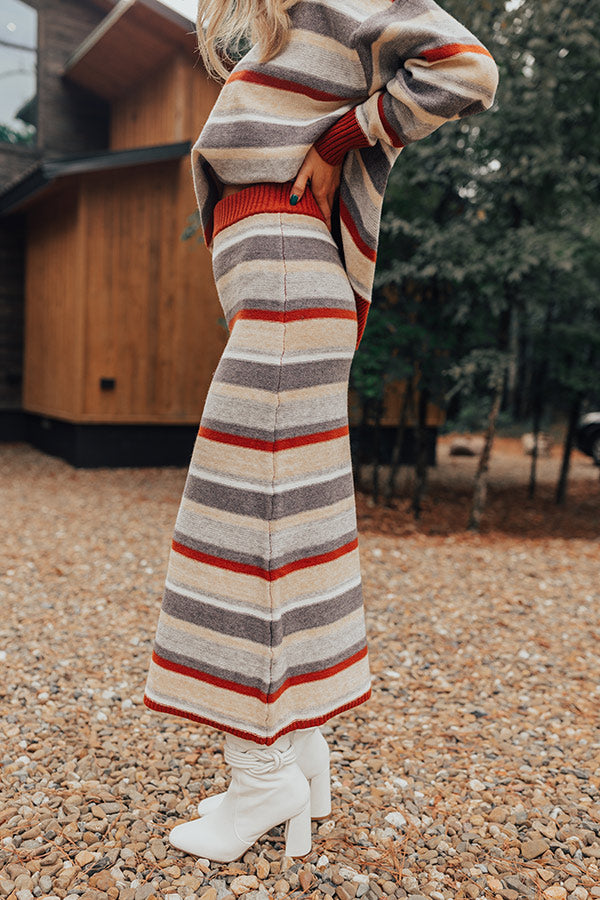 Ultimate Mulled Wine Knit Skirt - Trendy Striped Style