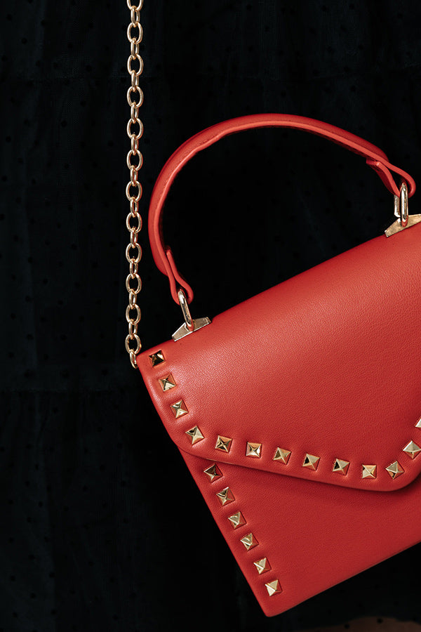 Premium Crimson Vineyard Bound Studded Handbag