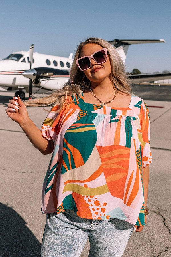 Premium Tropical Vibes Shift Top - Green Curves Edition
