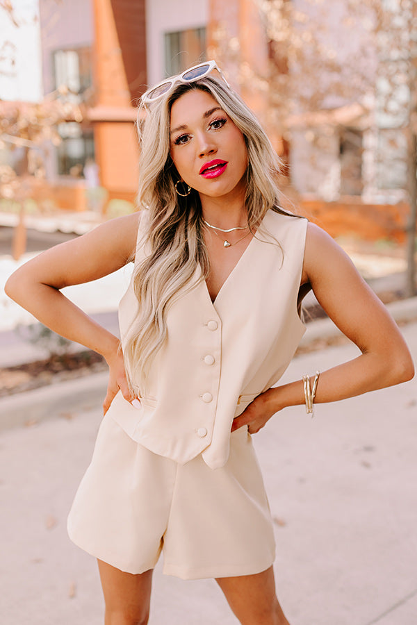 Premium Champagne Girl Boss Crop Vest - Ultimate Style Upgrade