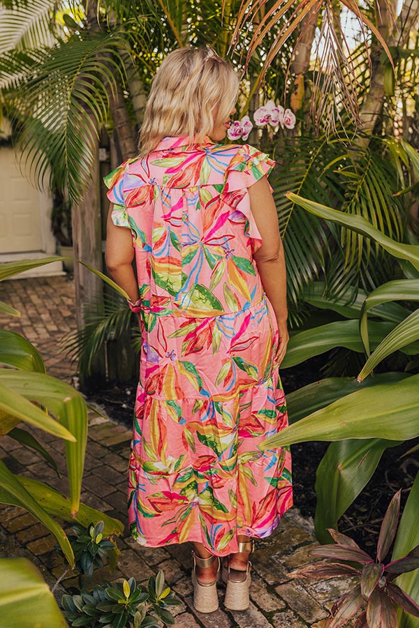 Premium Tropical Escape Floral Midi Dress