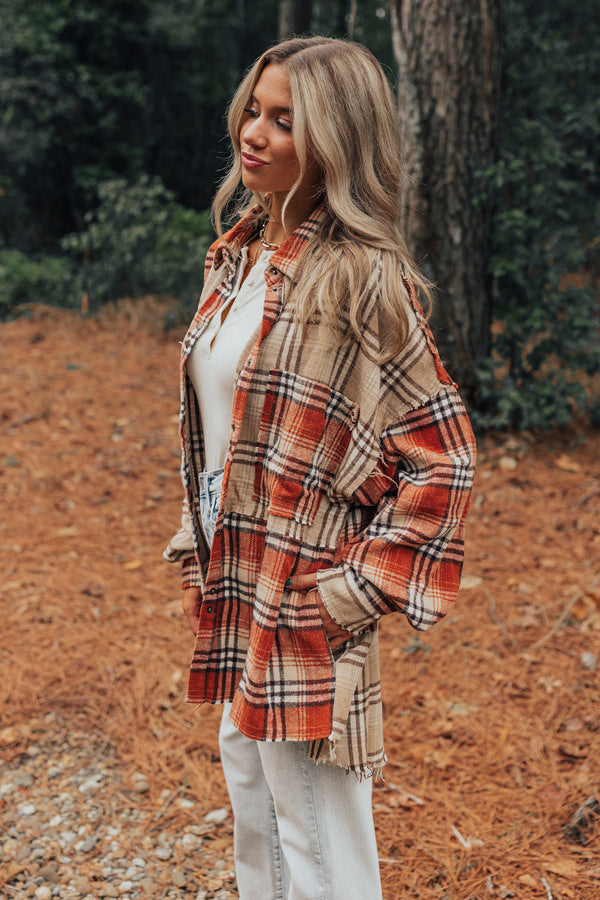 Premium Fall Sentiments Plaid Button-Up Shirt
