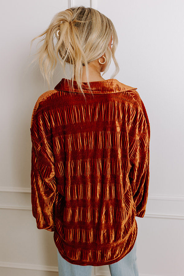 Premium Velvet Elegance Top - Rust Edition