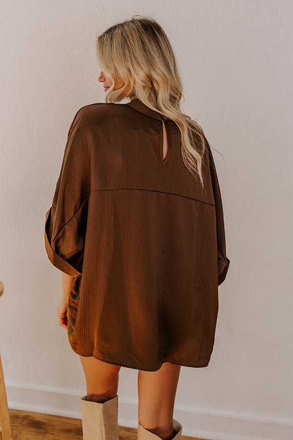 Premium City Lights Satin Top - Ultimate Chestnut Elegance