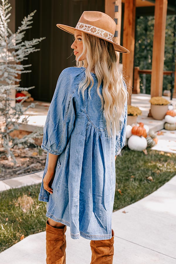 Premium Countryside Charm Denim Mini Dress