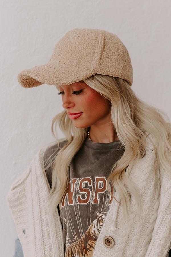 Premium Sherpa Baseball Cap - Ultimate Cozy Style in Iced Latte