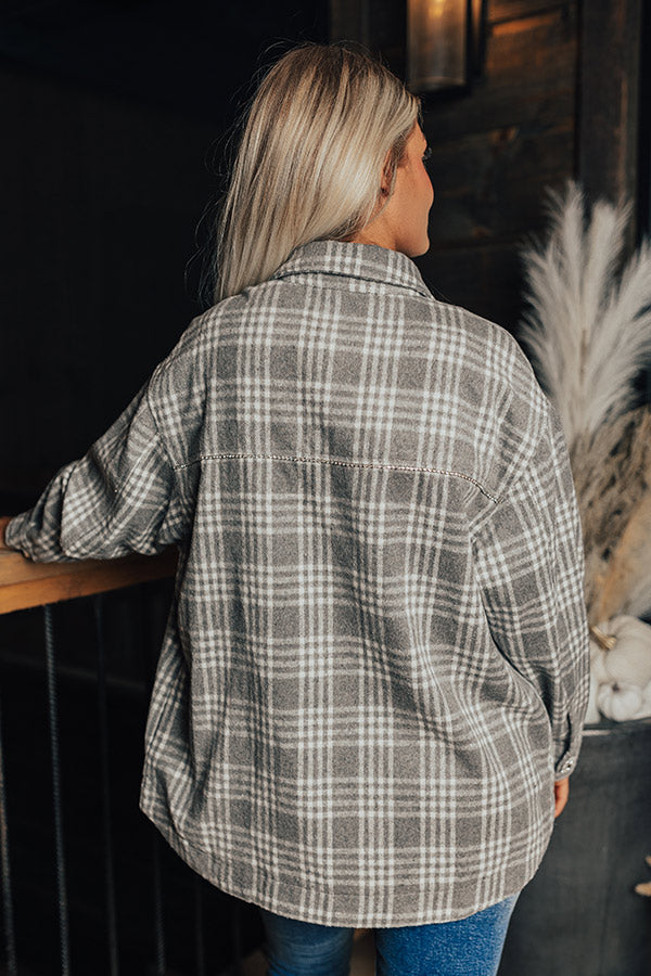 Premium Embellished Plaid Jacket - Grey | Ultimate Style & Comfort