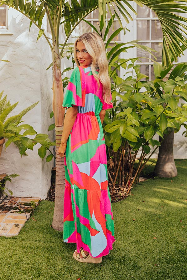 Premium Sailboat Soiree Maxi Dress in Vibrant Hot Pink