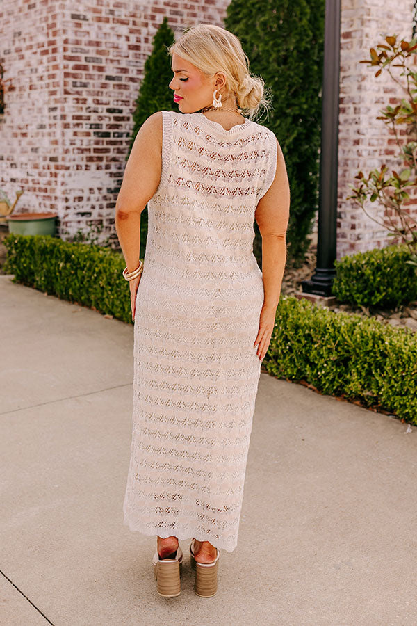 Premium Beach Bungalow Crochet Maxi Dress for Curves