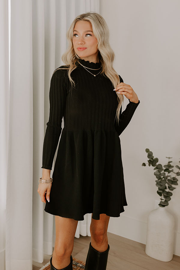 Ultimate Vineyard Dream Knit Mini Dress - Black