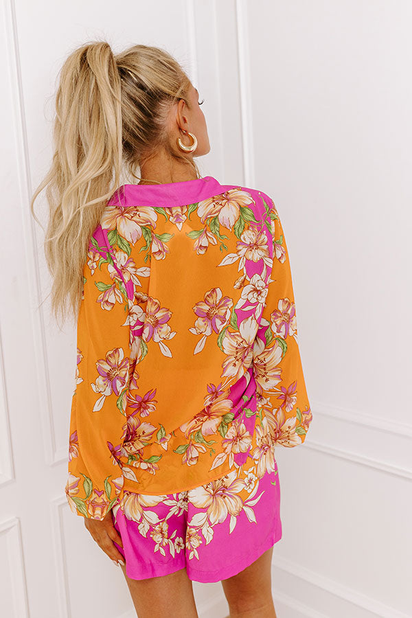 Premium Hibiscus Kisses Button-Up Shirt