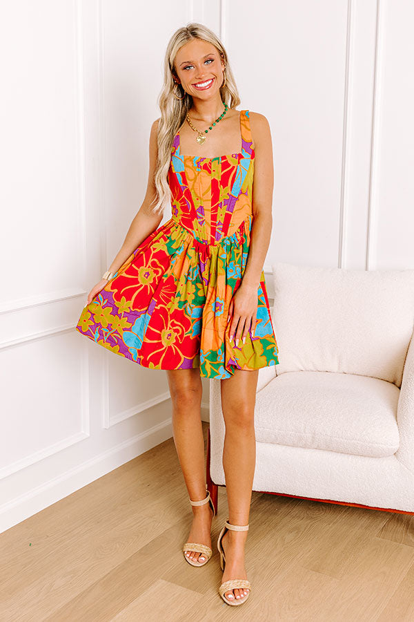 Ultimate Tropical Corset Mini Dress | Vibrant Floral Print