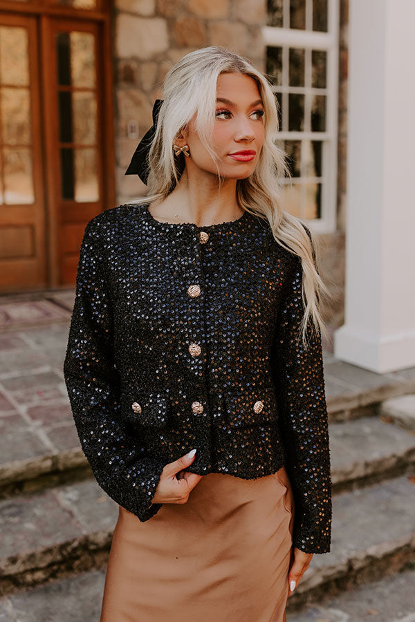 Premium Glamour Sequin Jacket - Black