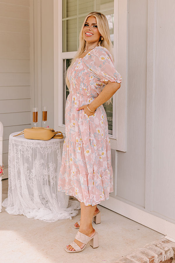 Ultimate Floral Elegance Smocked Midi Dress