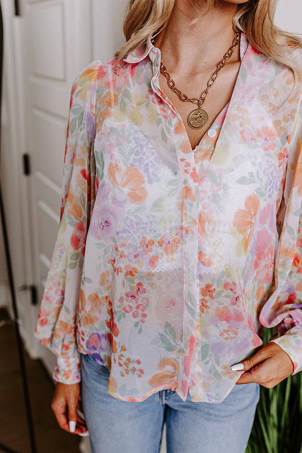 Premium Lush Blooms Chiffon Blouse