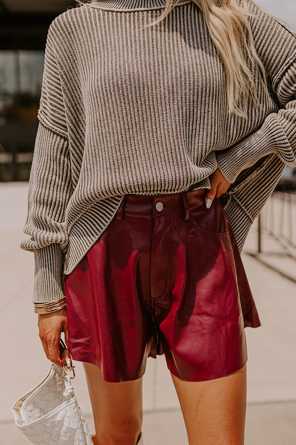 Ultimate Vixen High Waist Faux Leather Shorts - Wine Red