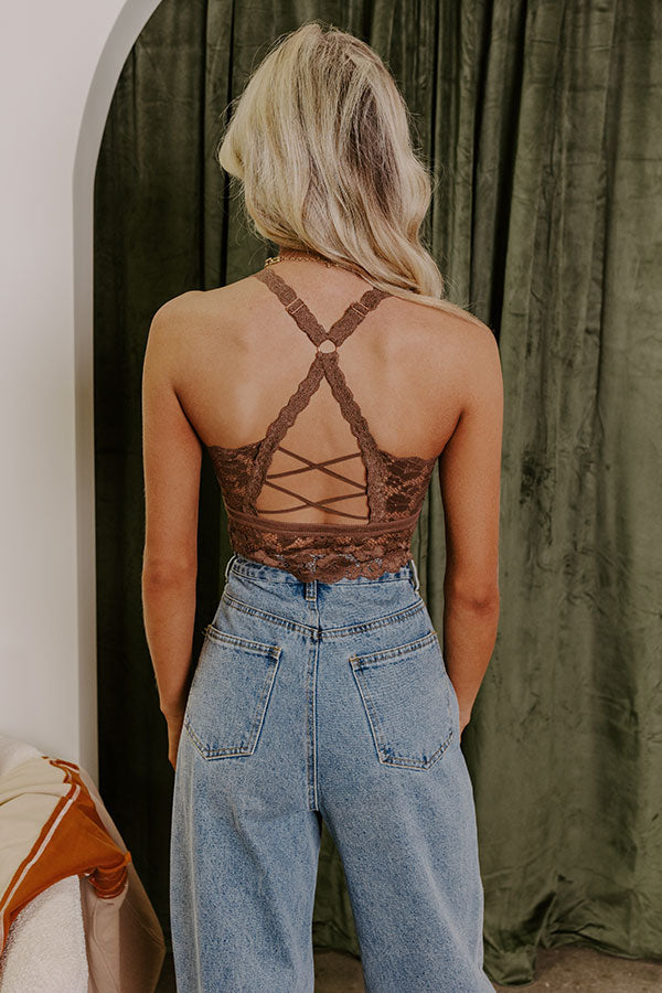 Premium Juliette Lace Racerback Bralette - Chocolate