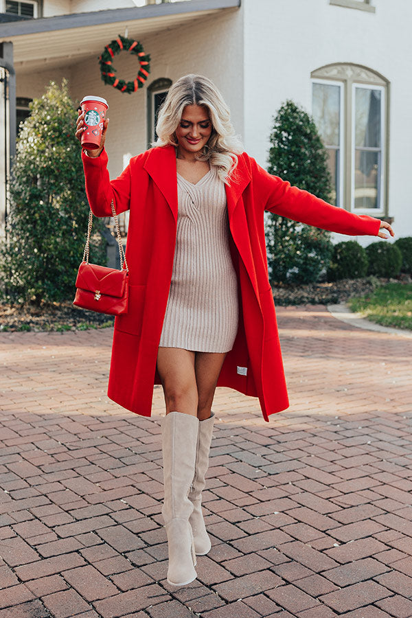 Premium Slope City Lightweight Trench Coat in Vibrant Red