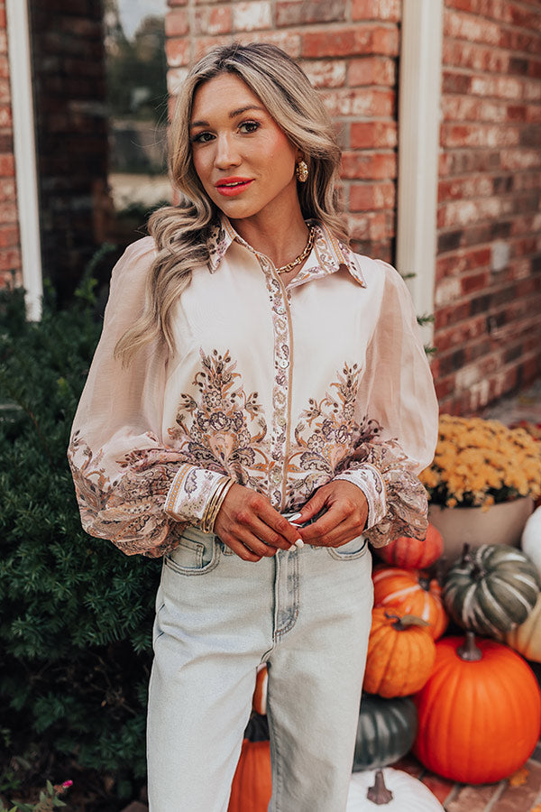 Premium Romantic Floral Button-Up Top