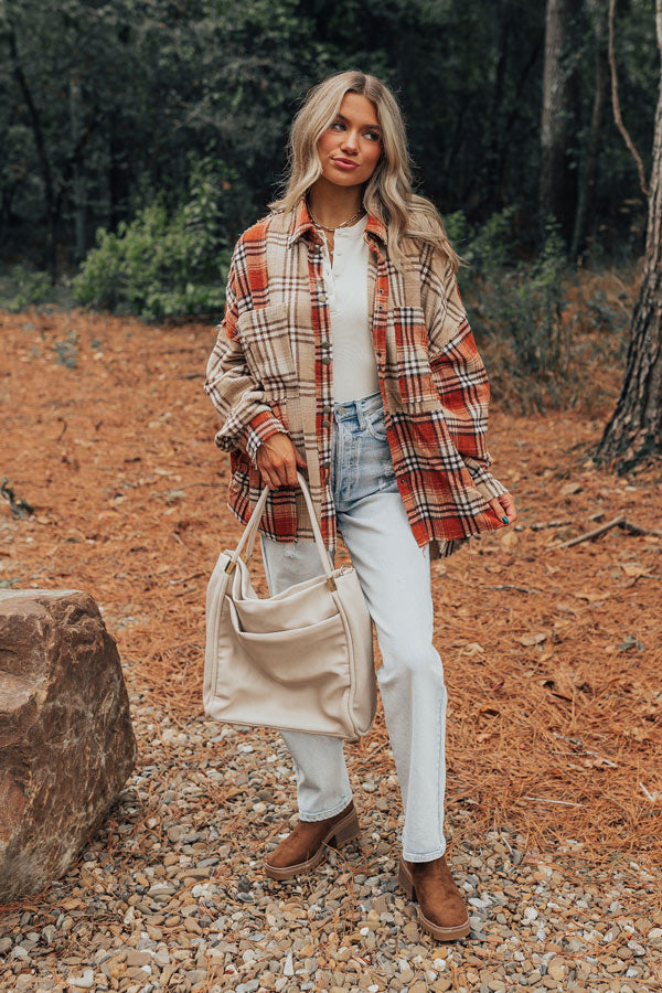 Premium Fall Sentiments Plaid Button-Up Shirt