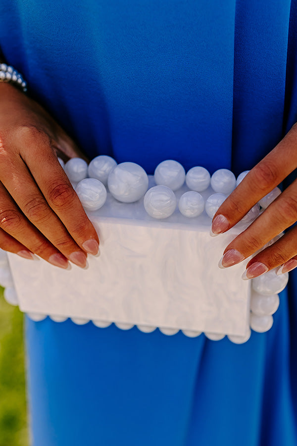 Premium White Acrylic Clutch with Detachable Chain