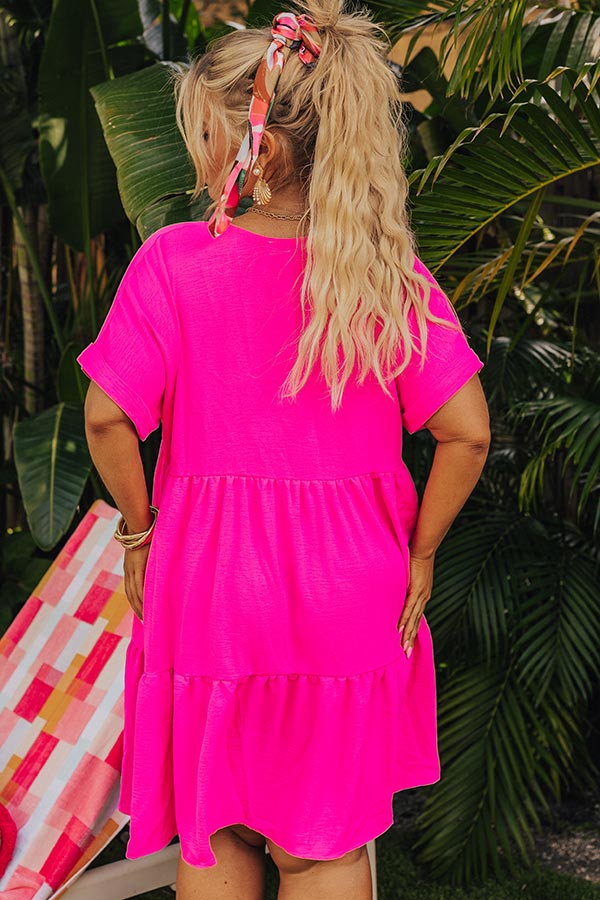 Ultimate Cool Cruise Shift Dress - Hot Pink Curves