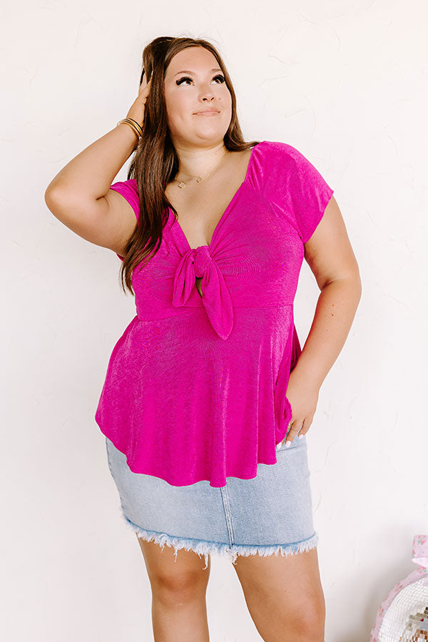 Premium Fuchsia Front-Tie Babydoll Top - Ultimate Romantic Getaway