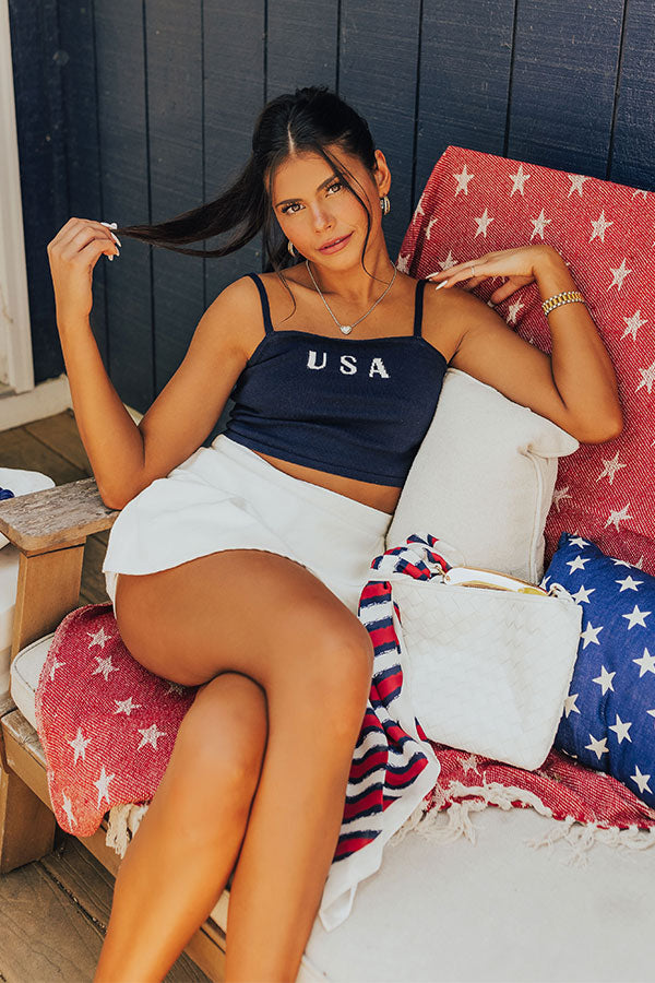 Premium USA Knit Crop Tank - Navy