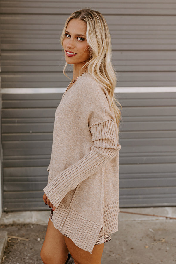 Premium Falling Leaves Knit Sweater in Iced Latte - Ultimate Style Upgrade