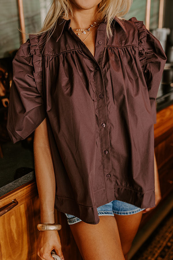 Premium Paris Nights Button-Up Top in Windsor Wine