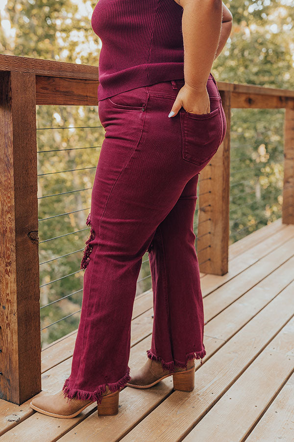 Ultimate High Waist Distressed Jeans in Wine Curves - Premium Fit & Style