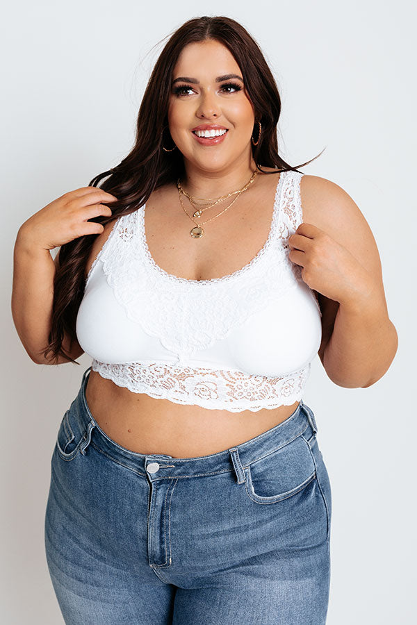 Premium White Lace Bralette for Curves - Ultimate Comfort & Style