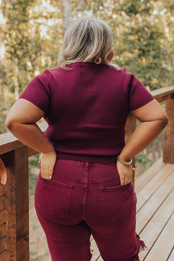 Premium Merlot Ribbed Henley Top – Effortless Elegance