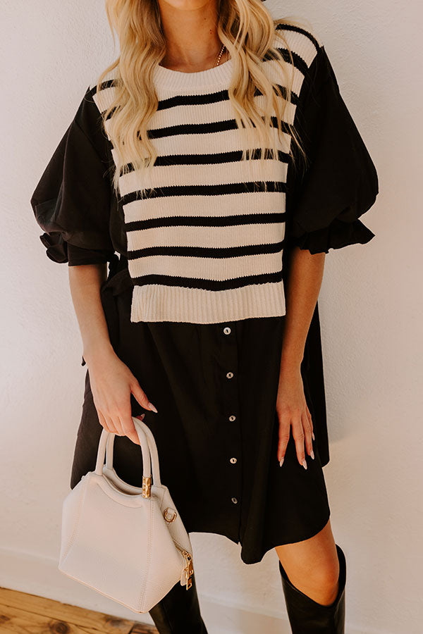 Premium Sweet As Can Be Black Stripe Mini Dress