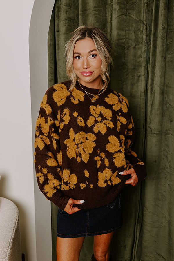 Premium Cocoa Bomb Floral Knit Sweater - Ultimate Cozy Style