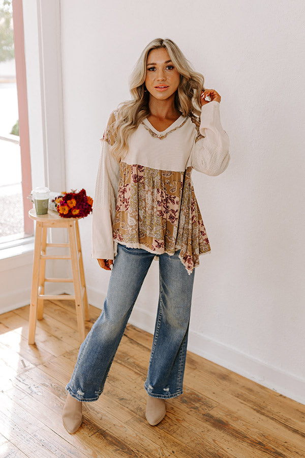 Premium Waffle Knit Paisley Top - Ultimate Style & Comfort
