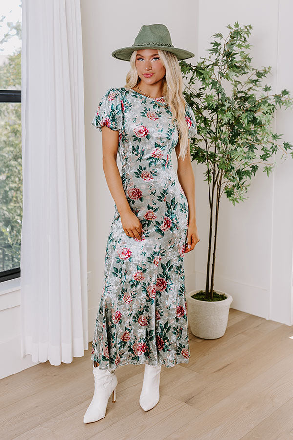 Premium Velvet Floral Maxi Dress - Ultimate Romantic Style