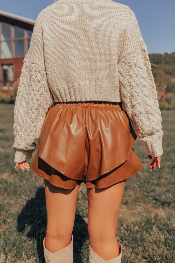 Ultimate Chic Faux Leather High Waist Shorts - Camel