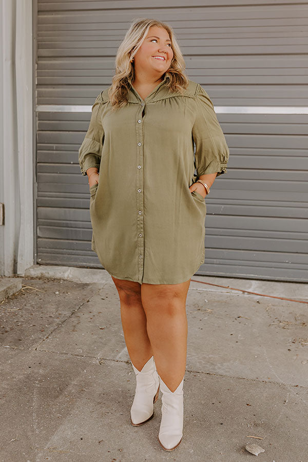 Premium Olive Curves Mini Dress with Braided Accents