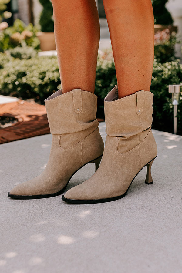 Premium Eliza Faux Nubuck Bootie in Khaki - Ultimate Comfort & Style