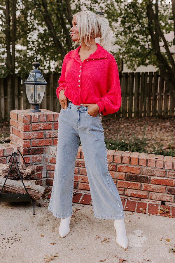 Premium High Waist Pearl-Embellished Jeans | Light Wash Denim