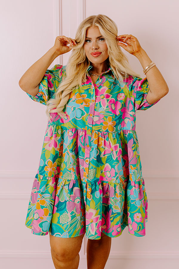 Ultimate Lagoon Luxe Floral Mini Dress for Curves