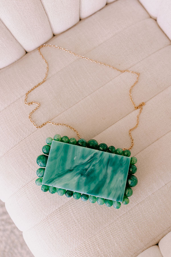 Premium Jade Acrylic Clutch with Detachable Chain